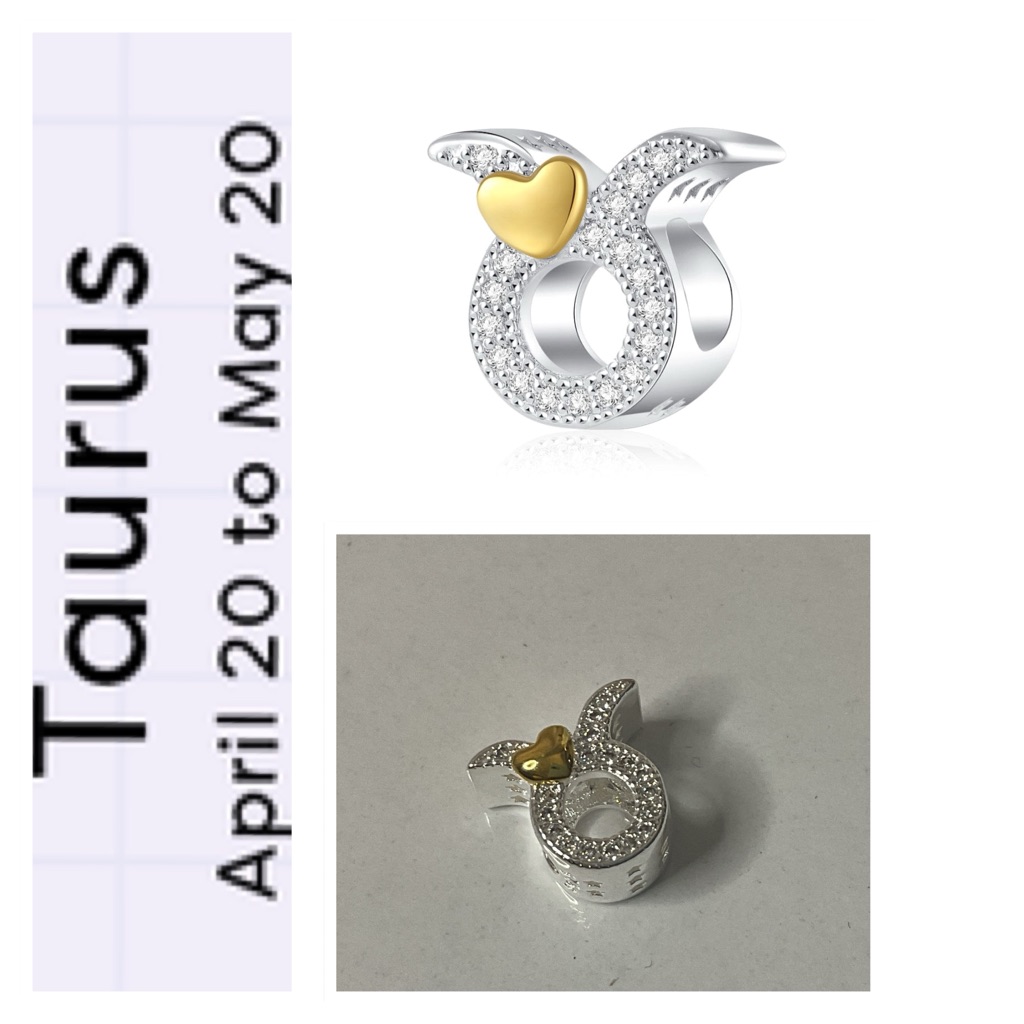 14k Gold Plated Sterling Silver Taurus Zodiac Charm